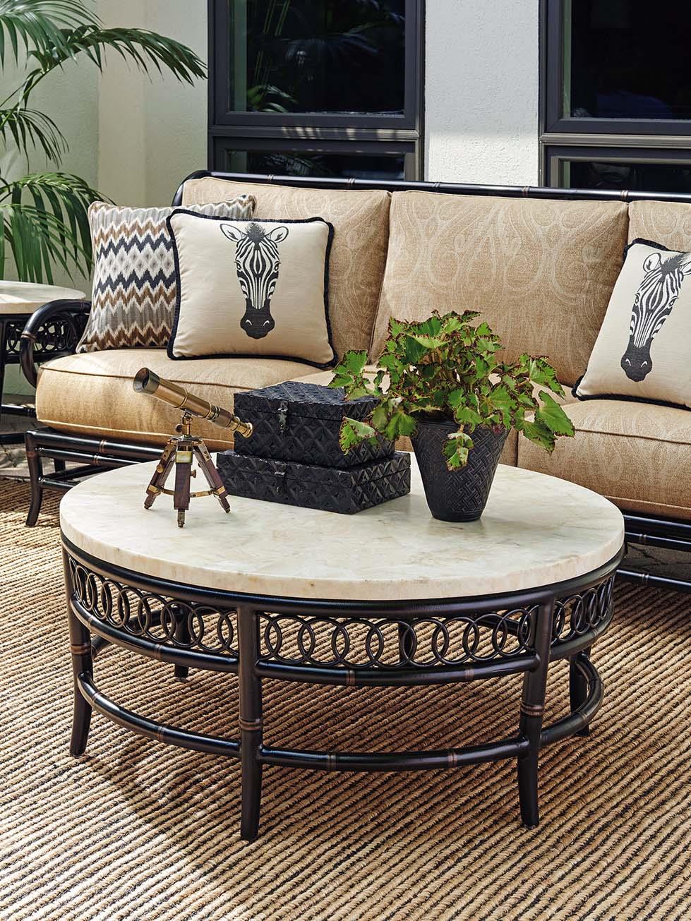 Tommy Bahama Outdoor Living Marimba Outdoor Cocktail Table with White